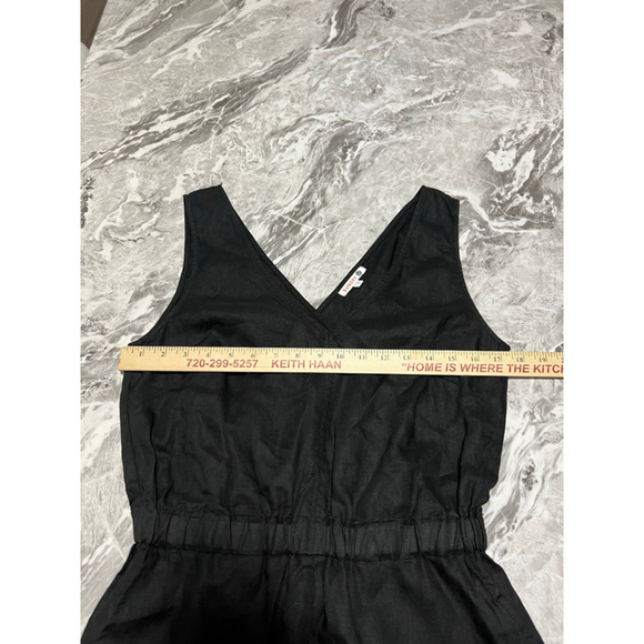 Women's Sundry 100% linen Black Sleeveless V-Neck Linen Jumpsuit Size S - Picture 10 of 13